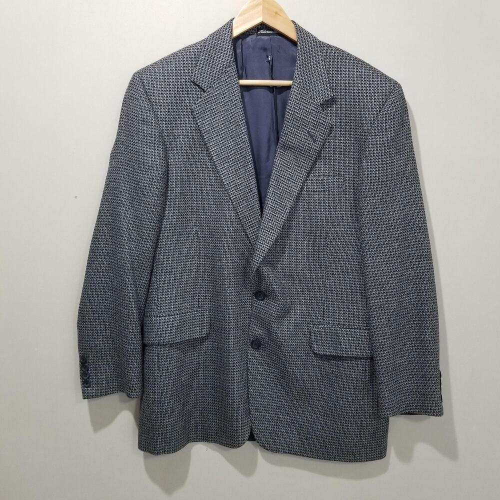 Hickey Freeman Blazer Mens 48 Gray Check Tweed Sport Coat VTG Jacket Made USA